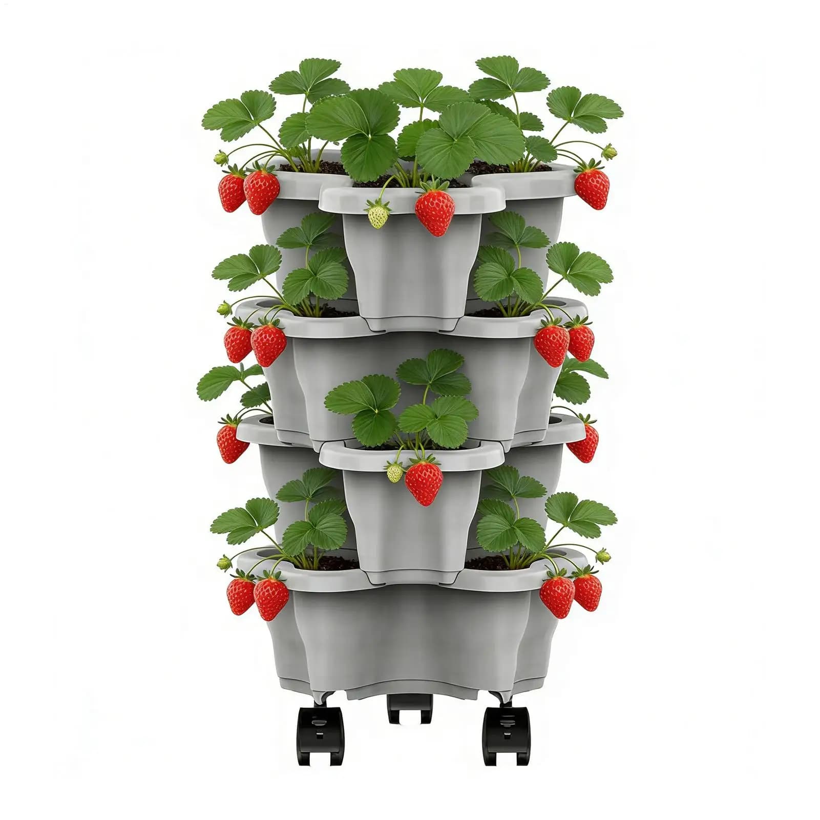 Fioriera a Torre per Fragole, Verticale, Resistente alle Intemperie, Impilabile, per Giardino, Fattoria, Patio, Interni ed Esterni