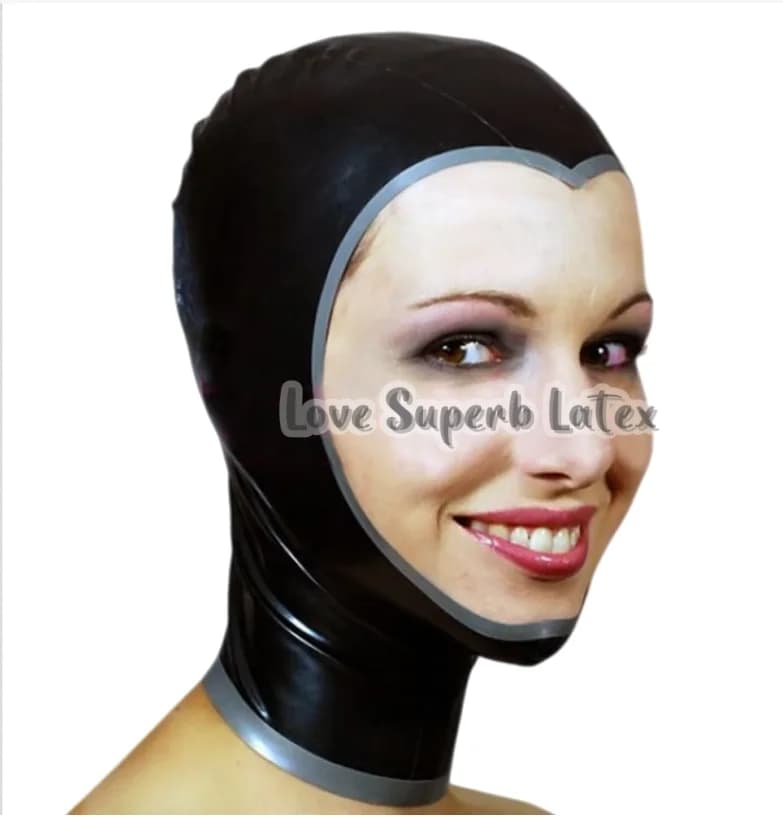 Red latex hood Party mask with full rubber cover Women's gummi with open zipper latex mask for face Halloween party