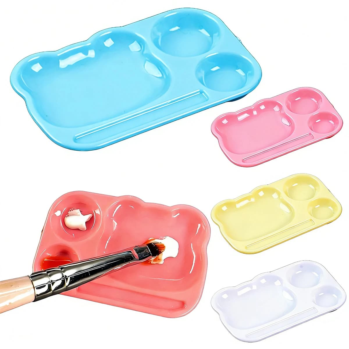 Mini palette for nail art – Cute reusable tray in the shape of animated cardboard for gel enamel, acrylic paint and DIY manicure