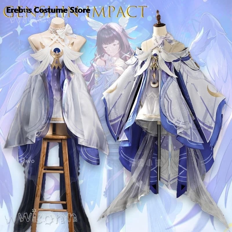 Costumi di Halloween Donna Genshin Impact Columbina Costume Cosplay Set completo di luna Set completo Uniforme Outfis Abito per adulti