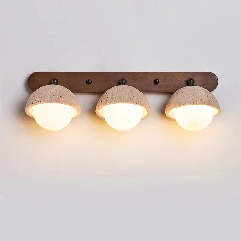 Lampada da Parete LED in Stile Giapponese con Specchio in Pietra Gialla, Decorazione Speciale Wabi-sabi per Soggiorno e Bagno