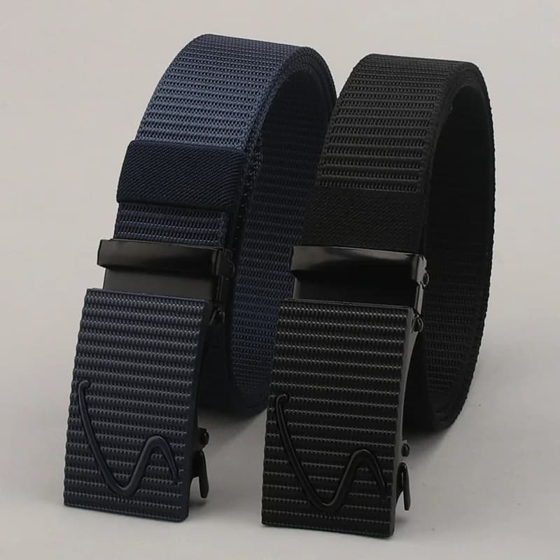 Men's Nylon & Canvas Automatic Buckle Belt – New Trendy Korean Style for Students, Military Training & Jeans