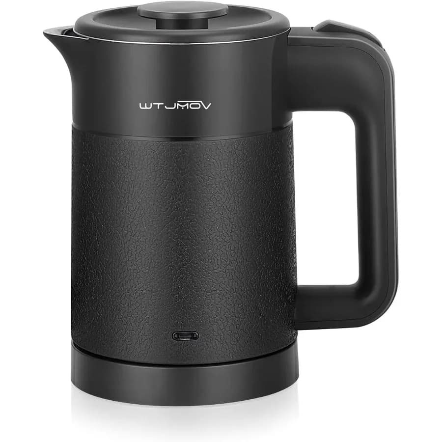 Bollitore Elettrico Compatto da 0,6L, Leggero, 20 Once, in Acciaio Inox a Doppia Parete, con Spegnimento Automatico e Ebollizione Rapida
