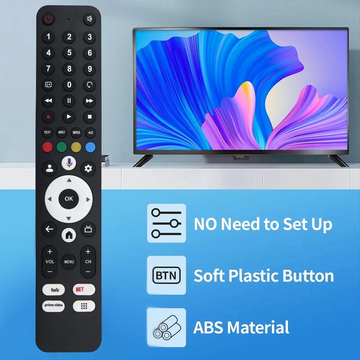 Telecomando Vocale B21B Sostitutivo per RC2101 per TV Sharp 4T-C50FJ1X 4T-C55FJ1X 4T-C65FJ1X 4T-C75FJ1X SH-V10, Ricambio
