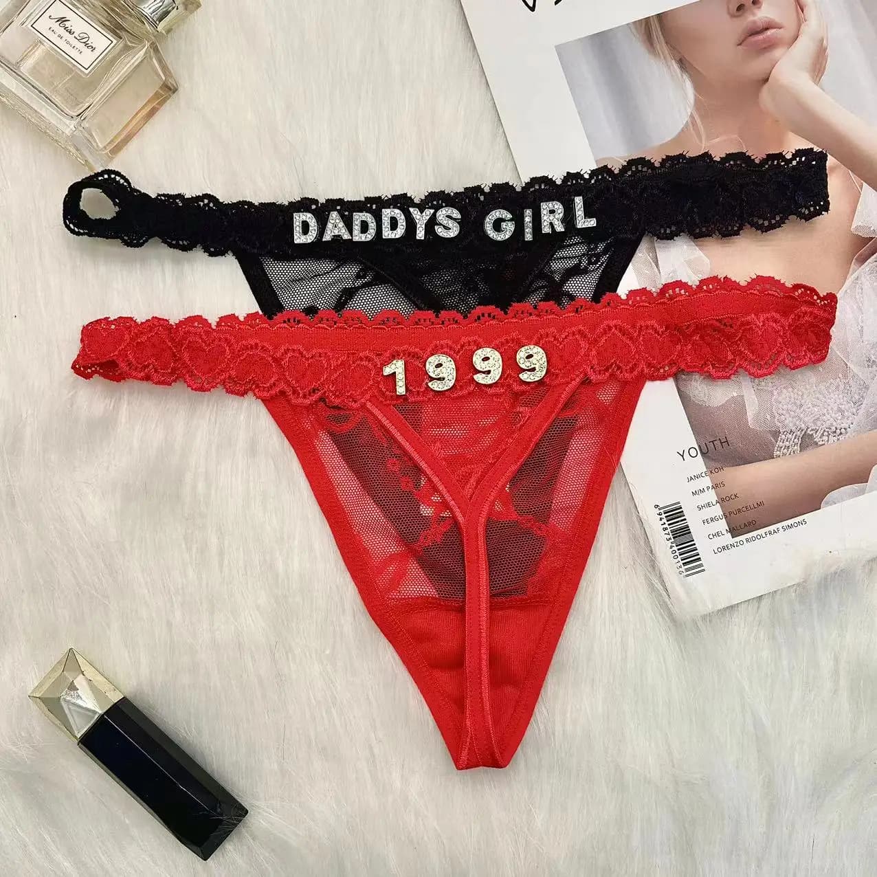Custom Name Thong Panties with Shiny Letters Customized Thongs Personalized Underwear Sexy G-String Tanga Bikini Jewelry Gift
