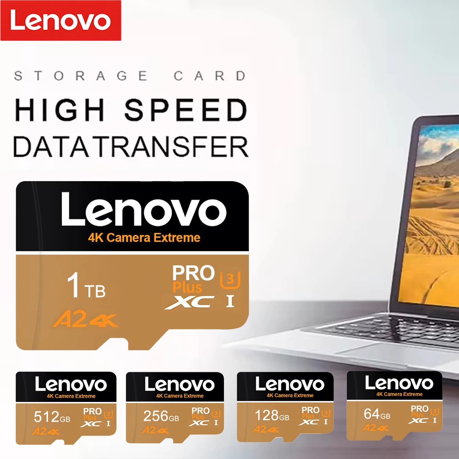 Lenovo Micro SD Card 512GB SD Memory Card 128GB Micro SD TF Falsh Card U3 V30 Video TF Card For Camera Surveillance Devices