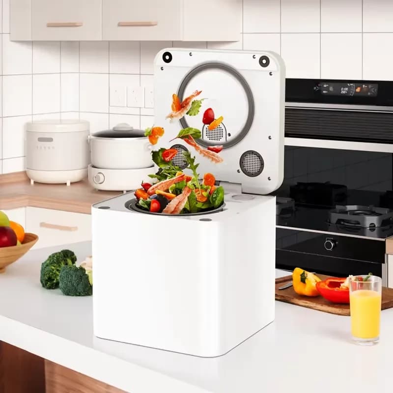AI Smart Food Waste Composter 5.2L Electric Kitchen Disposer Stainless Steel App Control Odor Free Low Noise Household Bin