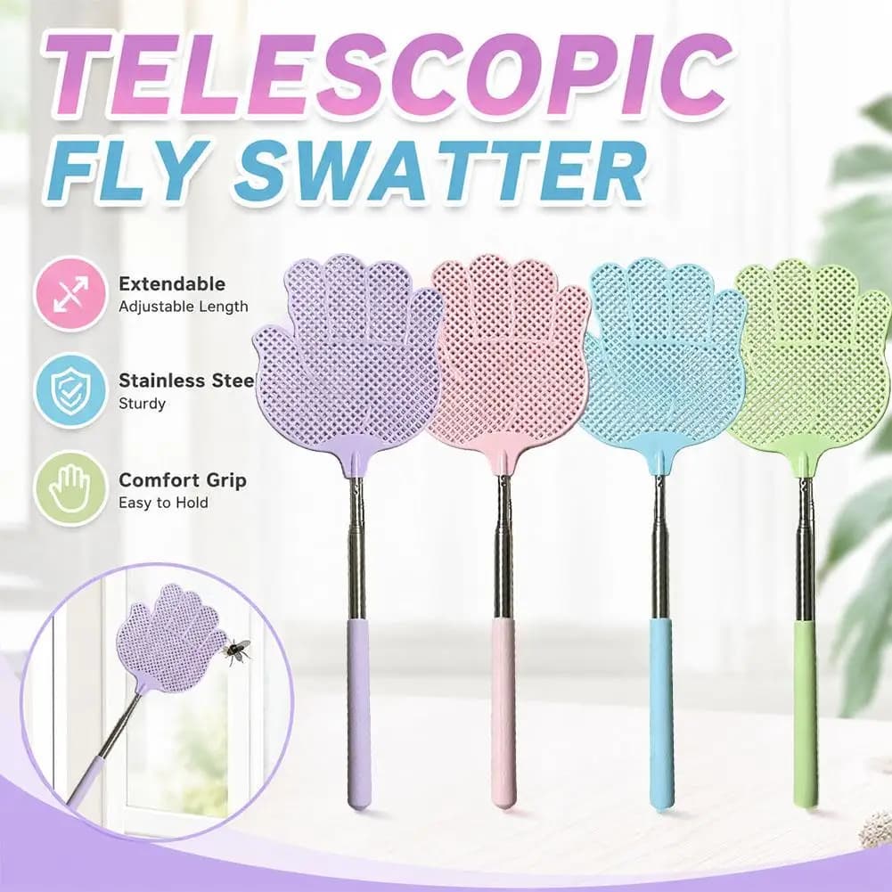 77cm Scalable Stainless Steel Fly Swatter That Won't Rot, Household Extended And Thickened Fly Swatter Long Handle Telescopic