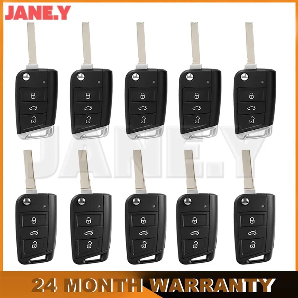 10 x Cover per Chiave Telecomando Pieghevole per VW Golf MK7 Touran Polo per Seat MQB, Guscio per Chiave Auto Intelligente HU66 o HU162T 5G0959752