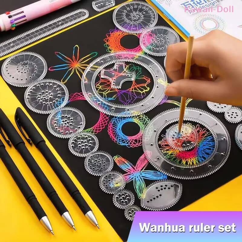 Set of 22 Drawing Parts, Geometric Rowing, Mathematic Roulette, Drawing Tools, Educational Toys for Painting and Puzzle, Artistic Tools