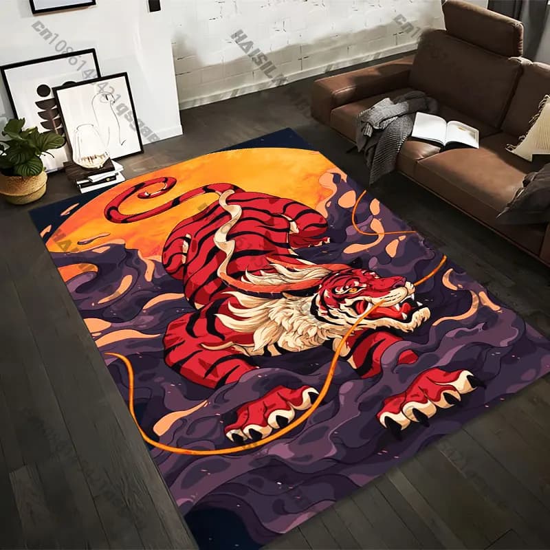 Carpets printed with mythical tiger and infused dominance in 21 sizes, yoga mats for adults, decorations for living room, customized zerbini