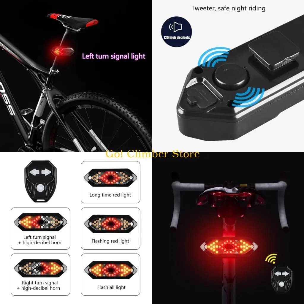 Q84c Tail Light USB Rechargeable for Wireless Remote Control Torn Signal Warning Bike Pulsine
