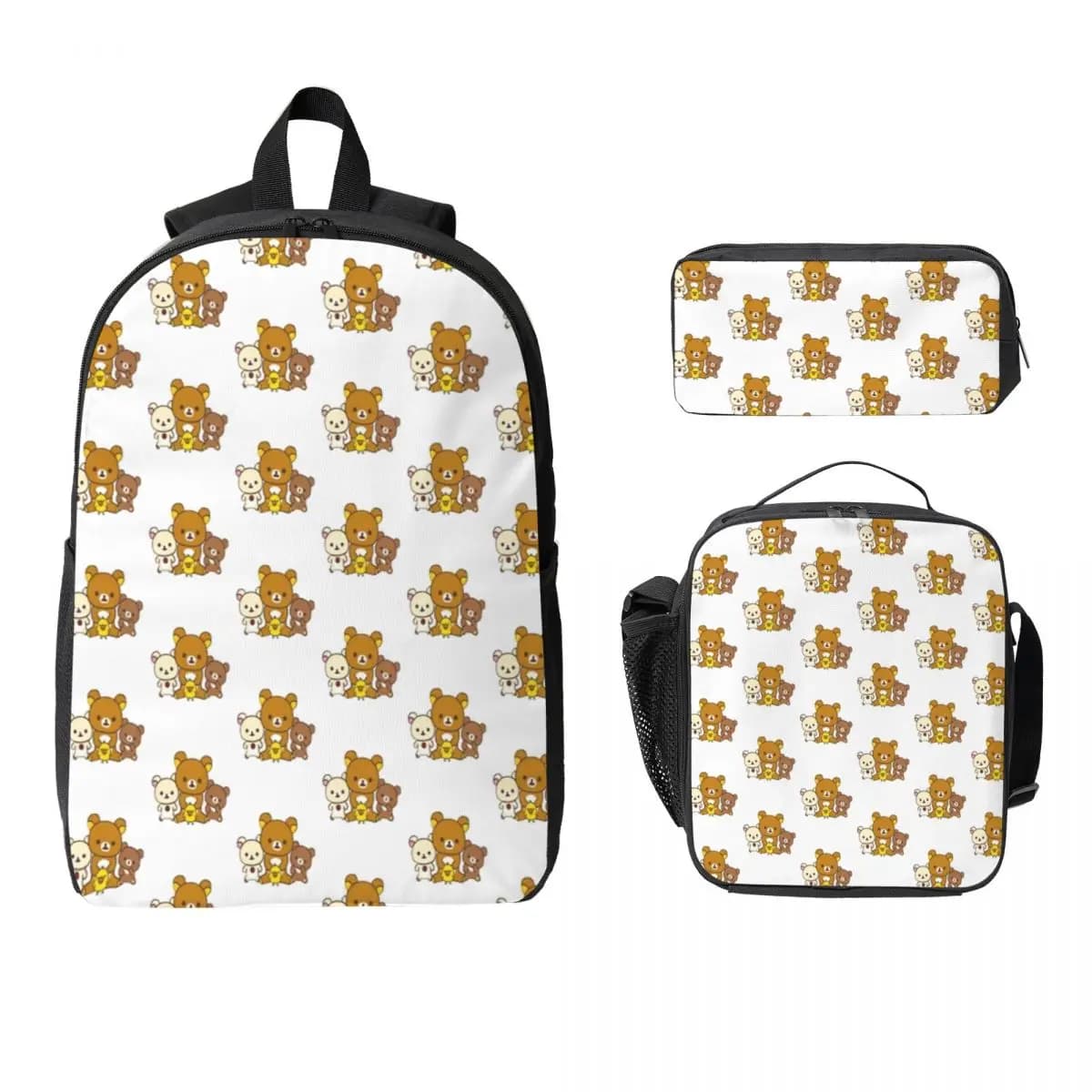 Rilakkuma Sakura Zaino Studente Ragazzi Ragazze BookBag Borsa da scuola Borse a tracolla per computer Borsa da pranzo isolata 3ps Astuccio