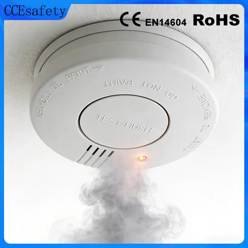 Rilevatore di Fumo con Sensore Fotoelettrico, Allarme Antifumo con Batteria Sostituibile da 9V, Pulsante Silenzioso, Approvato CE EN14604 per Casa e Ufficio