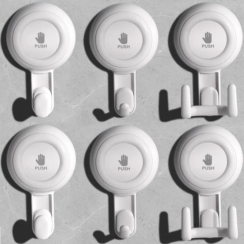 1/4x Suction Cup Hook No-punch Bathroom Hooks Removable Kitchen Vacuum Suction Cup Hangers Home Organization 360° Rotate Racks