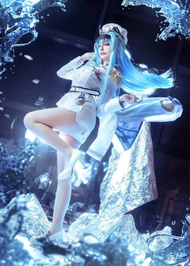 Costume Cosplay Anime Nikke di Helen, Nuovo Abito Bianco Elegante, Uniforme Militare per Halloween e Carnevale, Set con Parrucca e Accessori