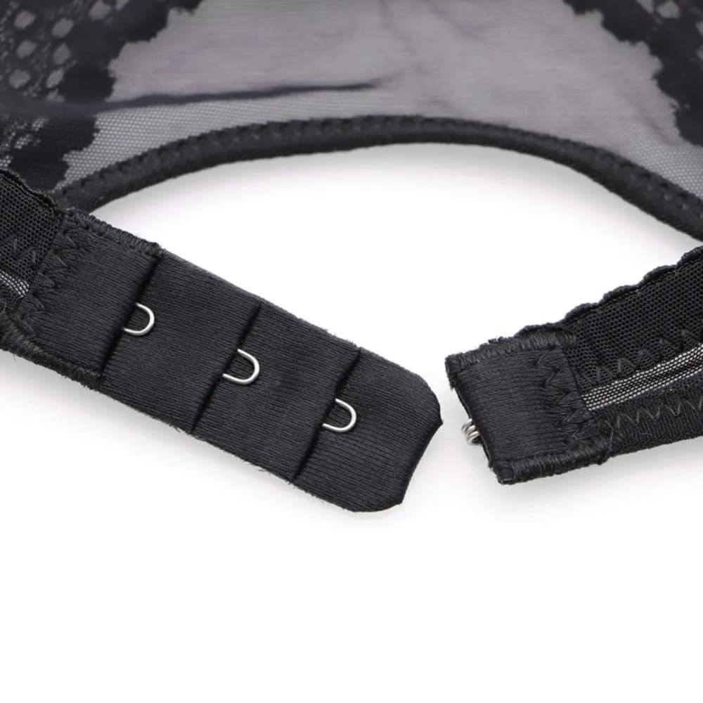 Elegante Reggicalze Floreale in Pizzo con Fiocco, Bretelle Regolabili, Reggicalze Trasparenti per Calze, Lingerie Intima