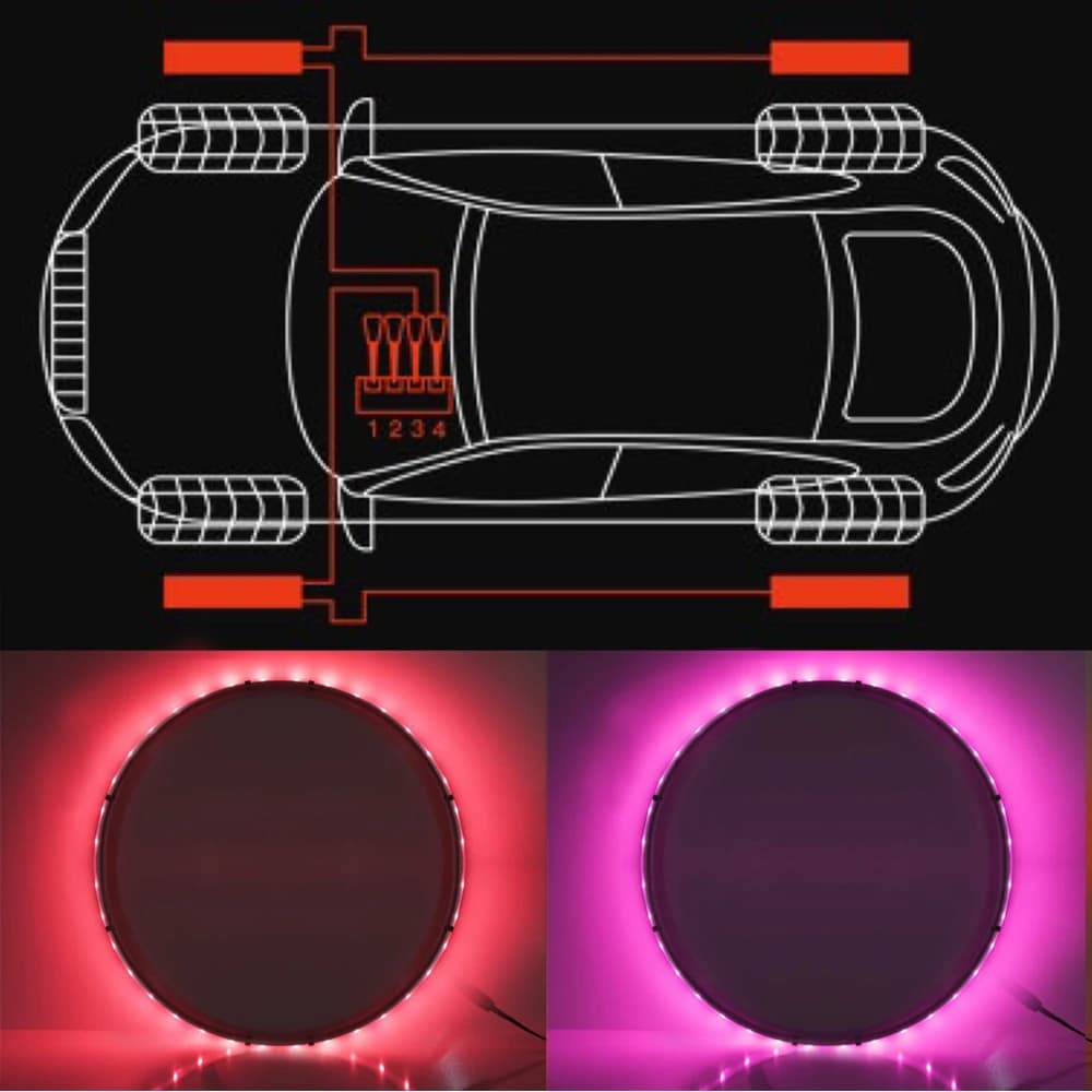 Vendita calda; Kit luci ad anello per ruota a LED RGB a doppia fila da 15,5 pollici, luci per pneumatici Indicatori di direzione Luci per ruote a LED per