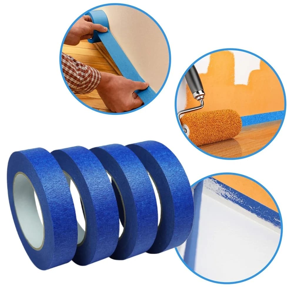 4 rolls/set adhesive tape for durable blue painter weatherproof for indoor and outdoor painting projects without residue left tape