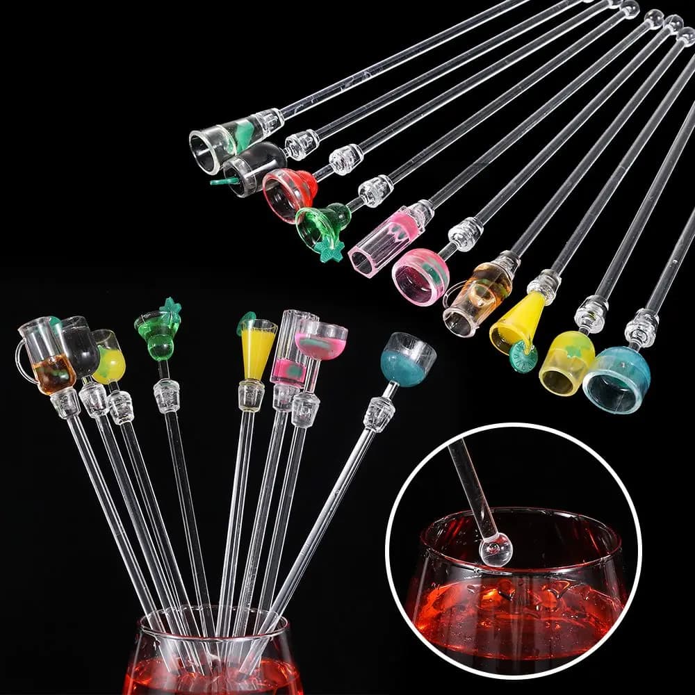 10 pz/set ristorante colorato acrilico agitazione bastoni bevande agitatori miscelazione bastoncini Cocktail