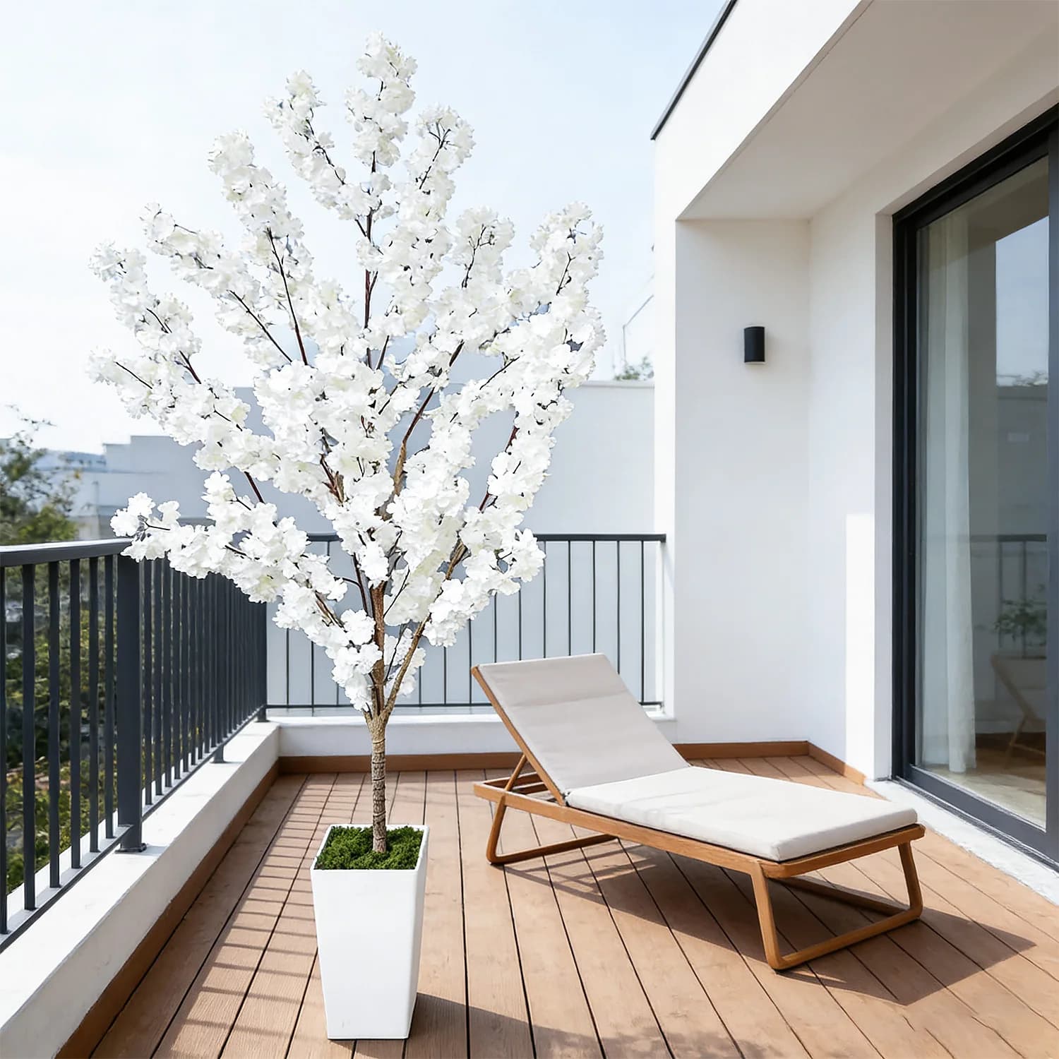 Albero di ciliegio artificiale bianco puro in vaso da 1,60m-2,10m, Sakura finta realistica per decorazioni interne di casa e matrimoni