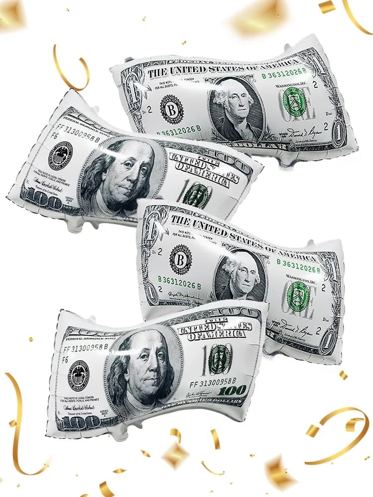 Palloncini per banconote da 2/4 pezzi, palloncini riutilizzabili falsificati in dollari di grandi dimensioni, per la decorazione di compleanno, palla per feste con banconote da dollari