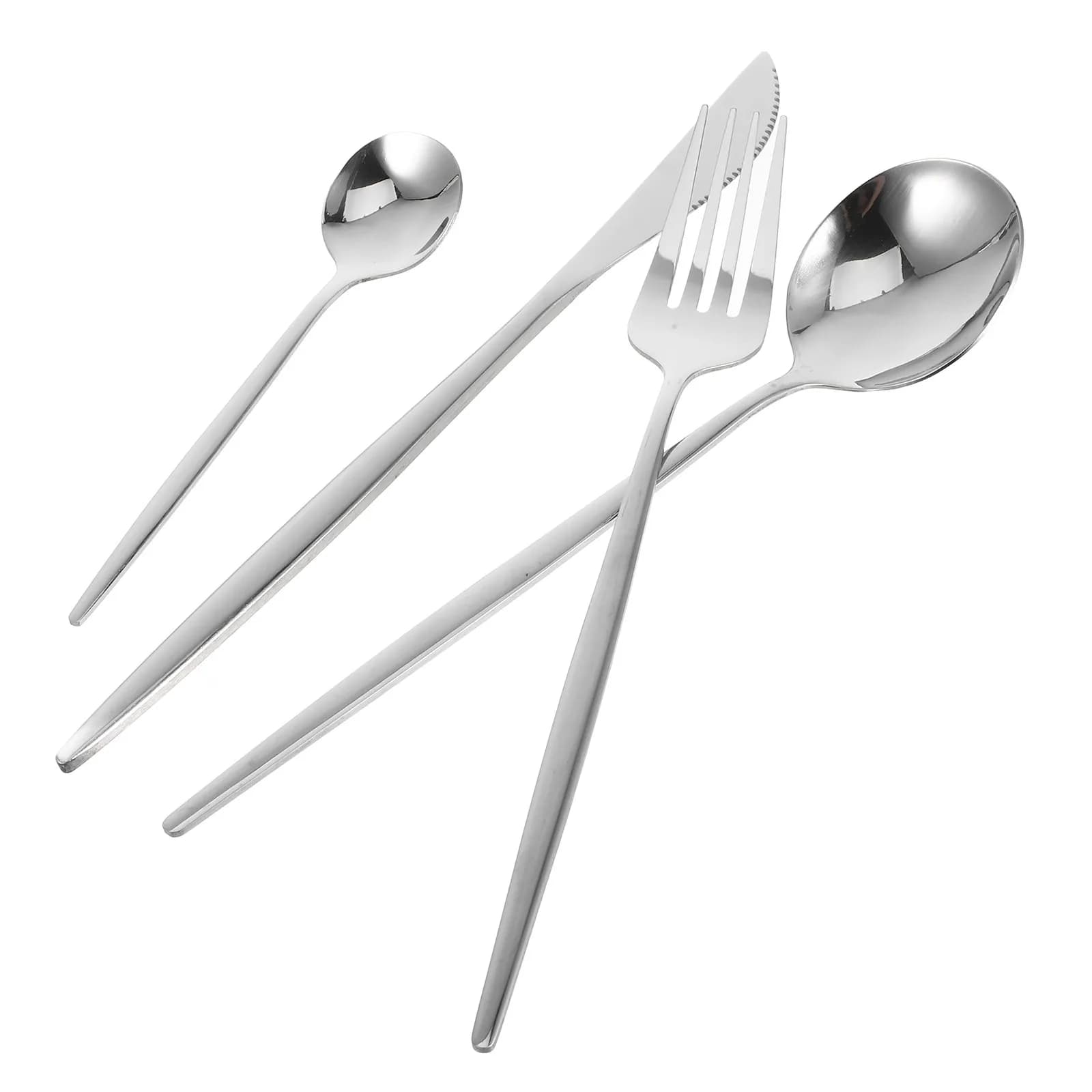 Golden stainless steel cutlery set, elegant set of cutlery for dinners, family meals, steak knife, fork, spoon, kitchen utensils