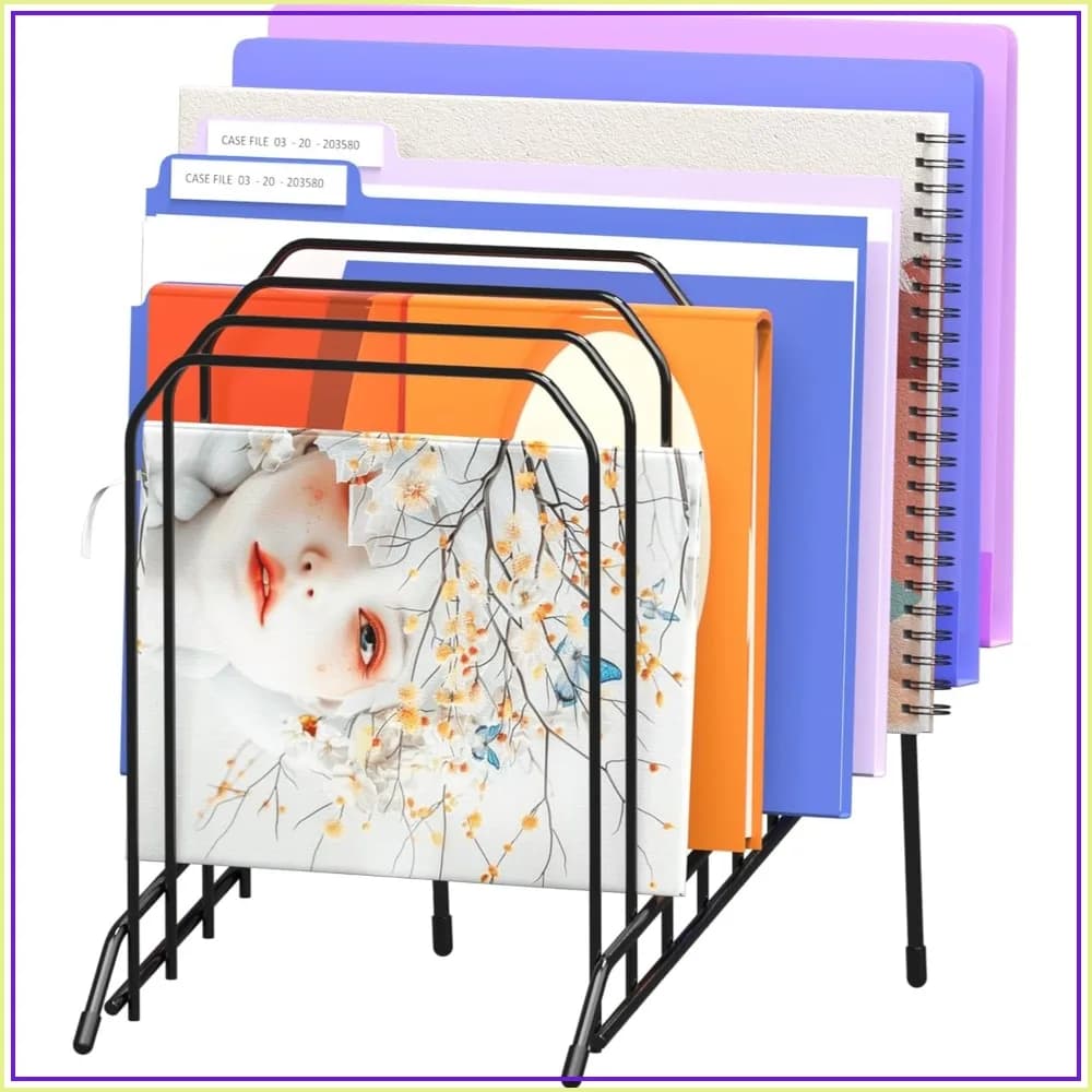 Incline Metal Desk Magazine Folder Holder, 8-Section Vertical Sorter File Organizer for Office Home School
