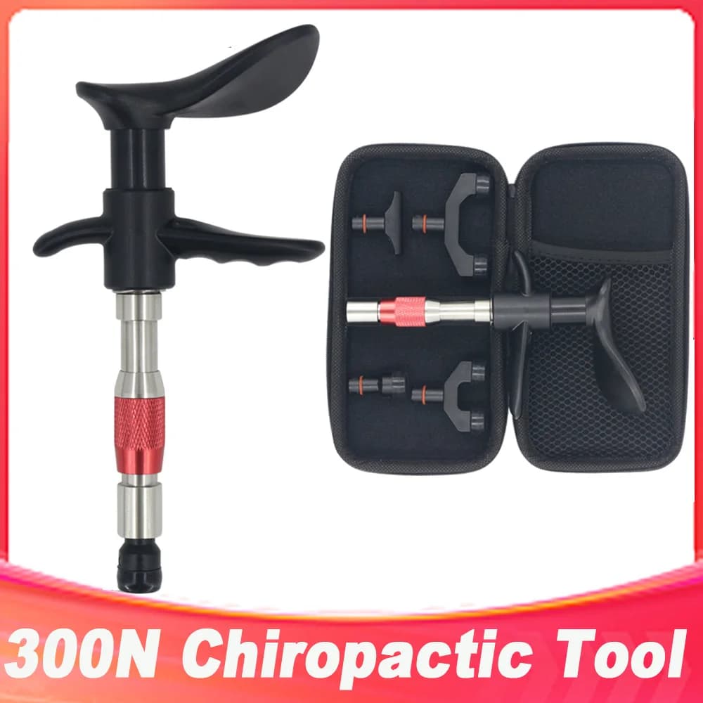 Portable Chiropractic Adjusting Tools 4 Heads 300N Adjustable Intensity Therapy Spine Correction Gun Body Relaxation Massager