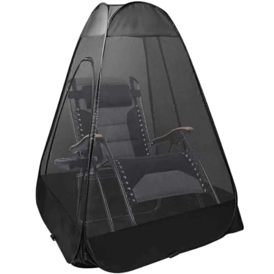 Sedia da Campeggio per 1 Persona con Tenda Pop-up, 120x120x150cm, Tenda Singola Trasparente con Rete Anti-insetti, 2 Porte con Cerniera, per Esterni