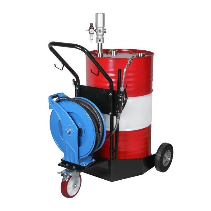 New high flow and power barrel pneumatic pump, complete set with trolley