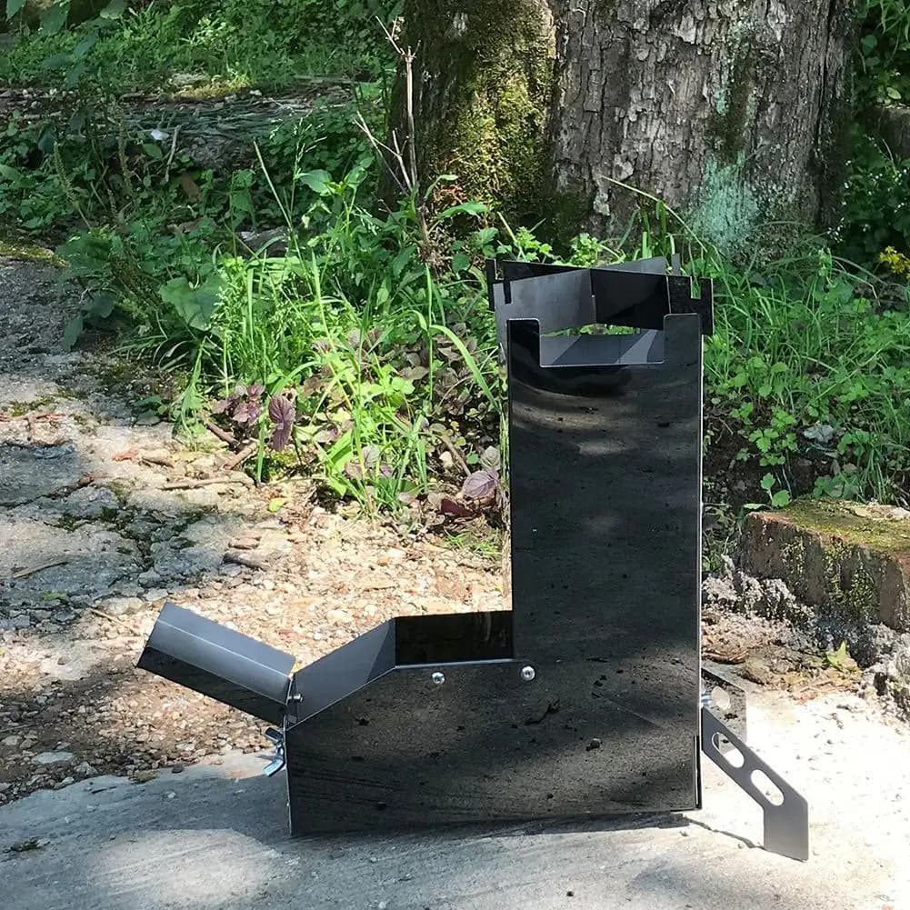 Fornello a Legna in Acciaio Inox per Campeggio, Stufa Rocket Portatile per Escursioni e Picnic all'Aperto