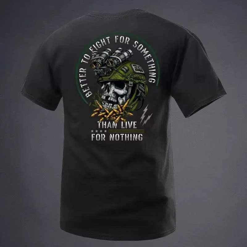 Nuovo Casco Tattico Militare Estivo 2026 - T-shirt a Girocollo a Maniche Corte 'A Feast on Bullets', Abbigliamento da Uomo Robusto