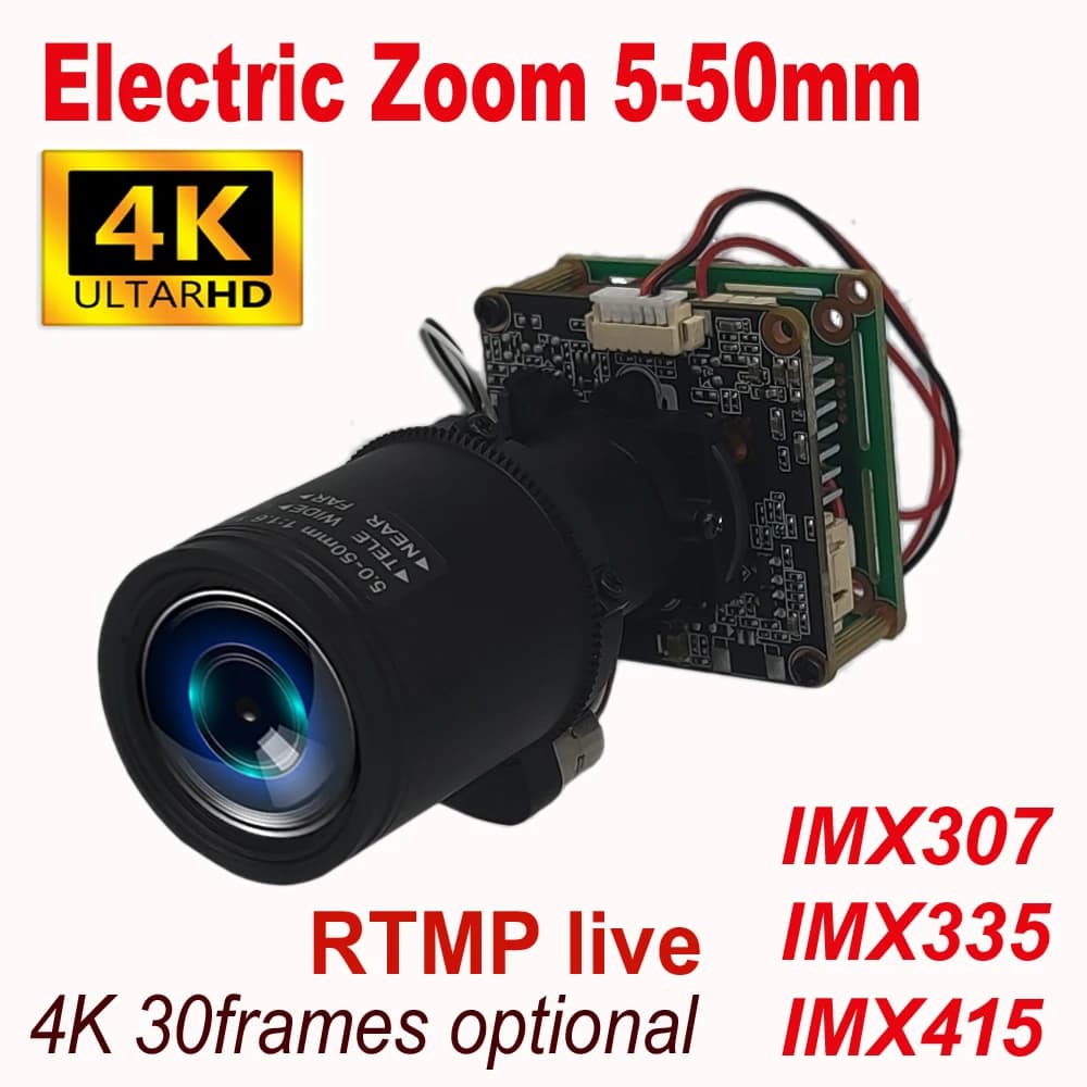 4K 30fps 5MP/2MP Starlight 10X Optica Zoom 5-50mm obiettivo IP modulo scheda telecamera di rete IMX415 IMX335 IMX307 sistema di sicurezza RTSP
