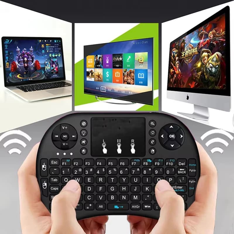 Tastiera wireless I8 2.4GHz, mini tastiera inglese, Air Mouse, tastiera portatile con touchpad per laptop Android, TV Box, proiettore