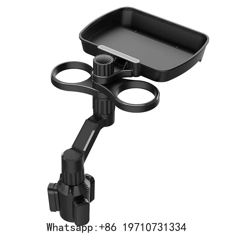 Base Multifunzionale per Portabicchieri Auto con Vassoio Porta Cibo e Supporto per Cellulare, Base Regolabile, Accessori per Interni Auto