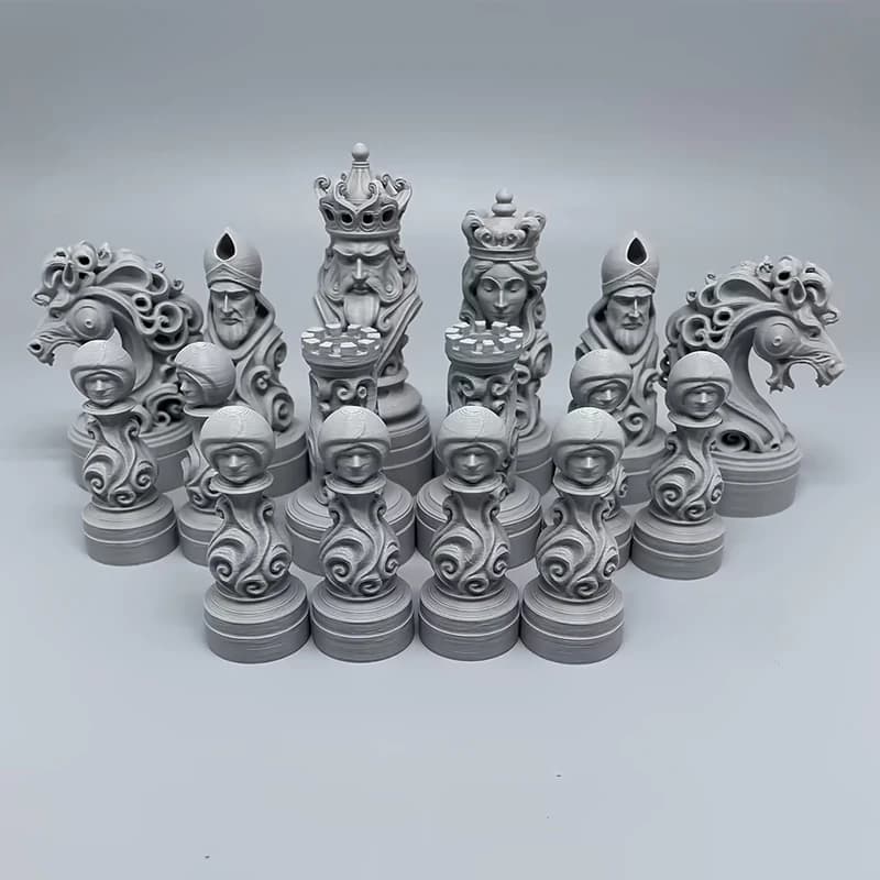 3D Printed Baroque Chess Pieces Only 16 Pieces Chessman Statue Set Collectible Desk Decor Ornament for Chess Lovers
