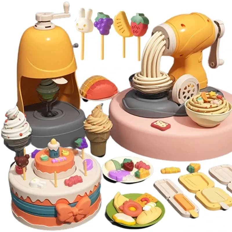 Stampo per plastilina 3D Argilla per modellare Creatore di noodle Fai da te Set di strumenti per pasta da gioco in plastica Giocattoli Argilla colorata per gelato per bambini Regalo di compleanno