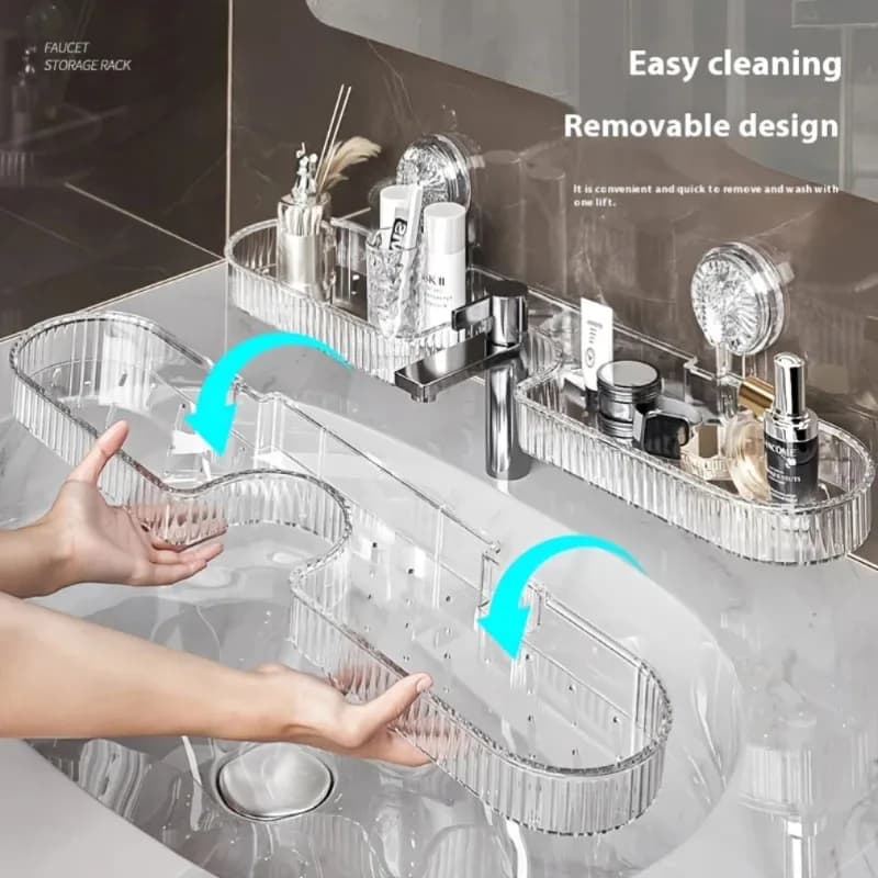 Mensola da bagno con ventosa, montaggio a parete, mensola per doccia, sopra il rubinetto, porta shampoo, senza trapano, cestello di scarico, organizer da bagno