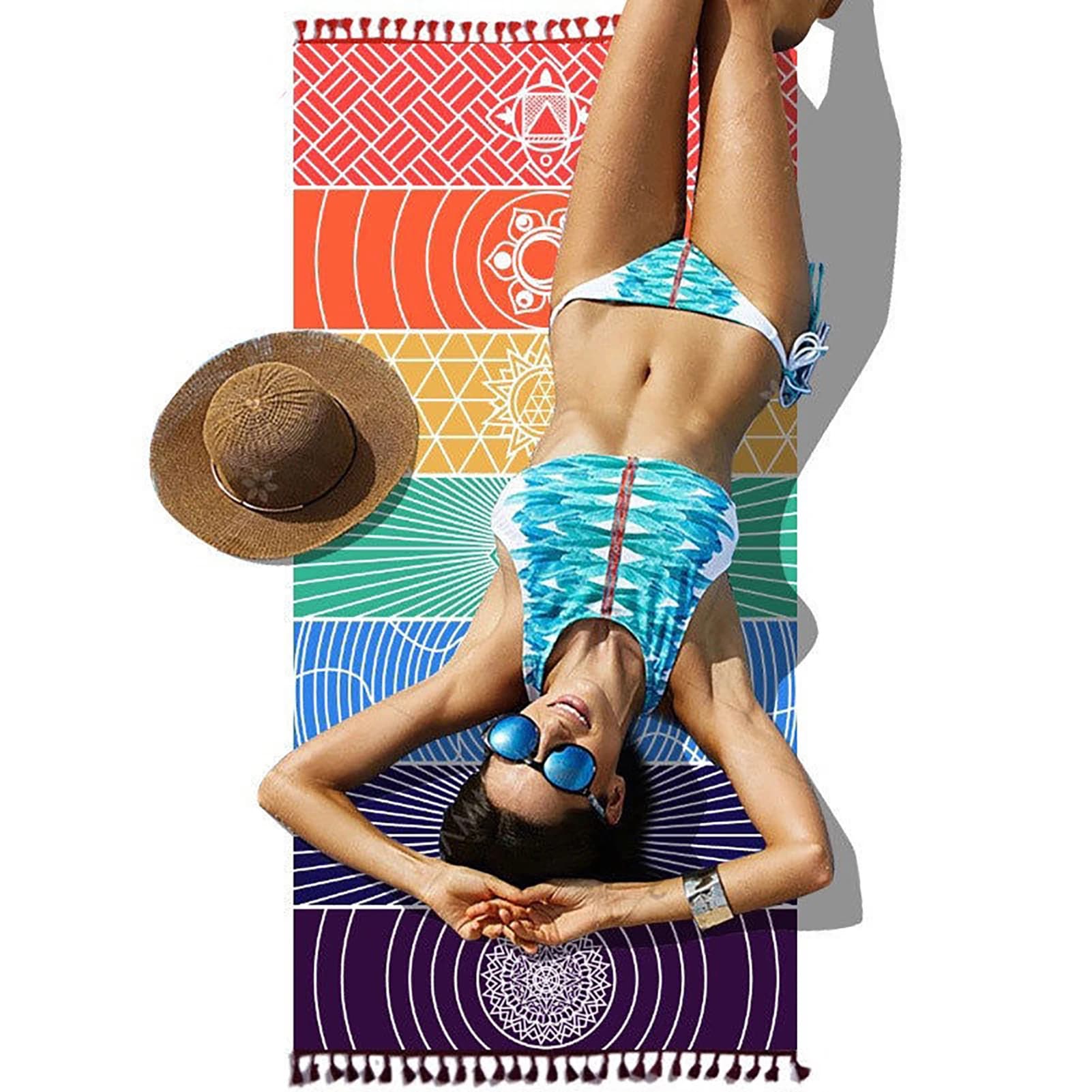 Colorful storerooms with tassel bed sheet Picnic wall decoration for bedspread Picnic carpet