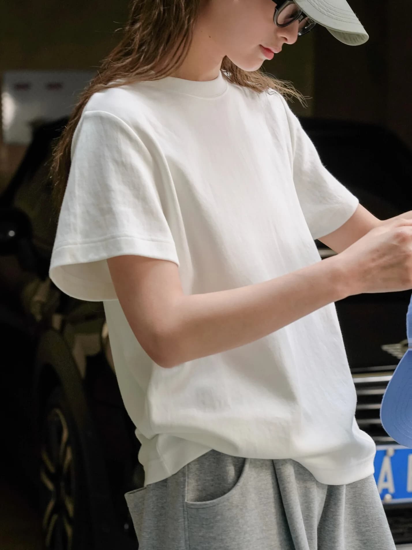 Summer Commute Casual Loose Women's Short Sleeve T-Shirt Comfortable Pure Color Slimming White Purple Skin-Friendly Top