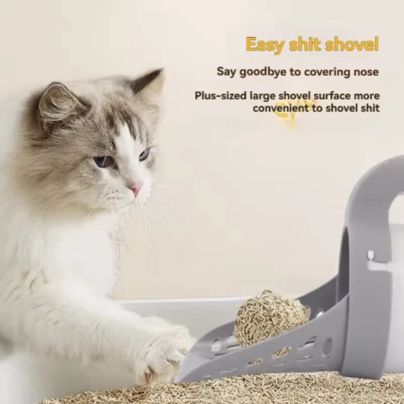 Cat Litter Shovel with Refill Bag Pet Toilet Cleaning Tool Self Cleaning Cat Litter Scoop with Filter Garbage Picker Cat Supply