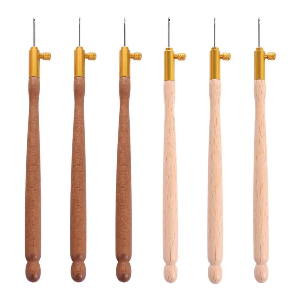 DIY Wooden Handle Embroidery Needles Multi Size 3 Needles Crochet Needles Knitting Hook Cross Stitch Needles Beaded Embroidery