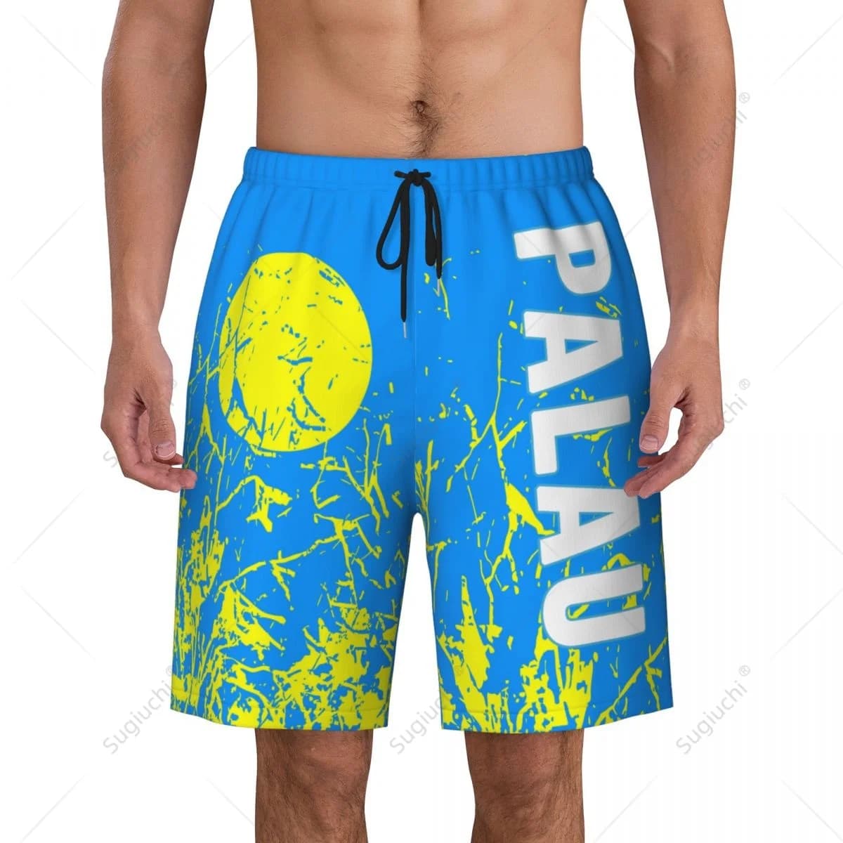 Pantaloni da spiaggia con bandiera Palau da uomo Pantaloncini da surf Surf Ragazzi Calcio Ciclismo Costumi da bagno Corsa in poliestere