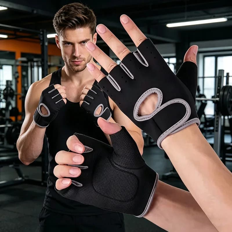 Guanti Sportivi Mezze Dita, Antiscivolo, Traspiranti, per Ciclismo, Sollevamento Pesi, Ginnastica Artistica, Ammortizzanti, per il Palmo della Mano
