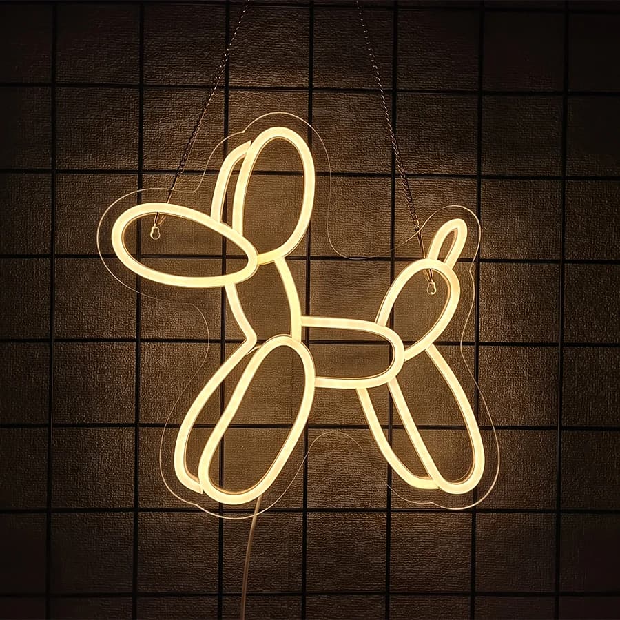 Insegna al neon per cuccioli a palloncino per decorazioni murali, luce al neon per cani perfetta per le vacanze e regali di compleanno, decorazioni per feste, camere, bar, ristoranti