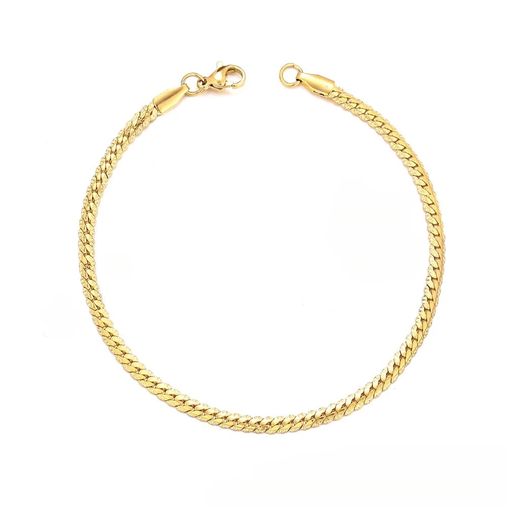 Braccialetto a catena Punk Flat Snake 3mm oro argento colore acciaio inossidabile goffratura catene a mano per uomo donna gioielli moda regalo