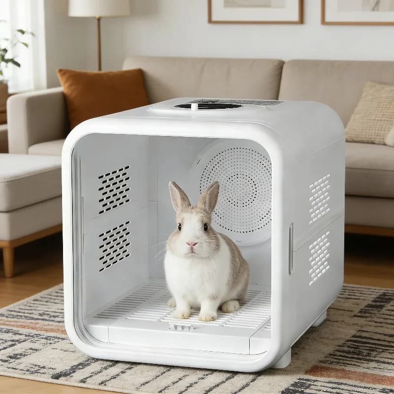 Asciugatrice Automatica Intelligente per Animali Domestici 63L: Box Ultra-Silenzioso per la Toelettatura di Cani e Gatti, Elettrodomestico a Risparmio Energetico per la Cura Domestica