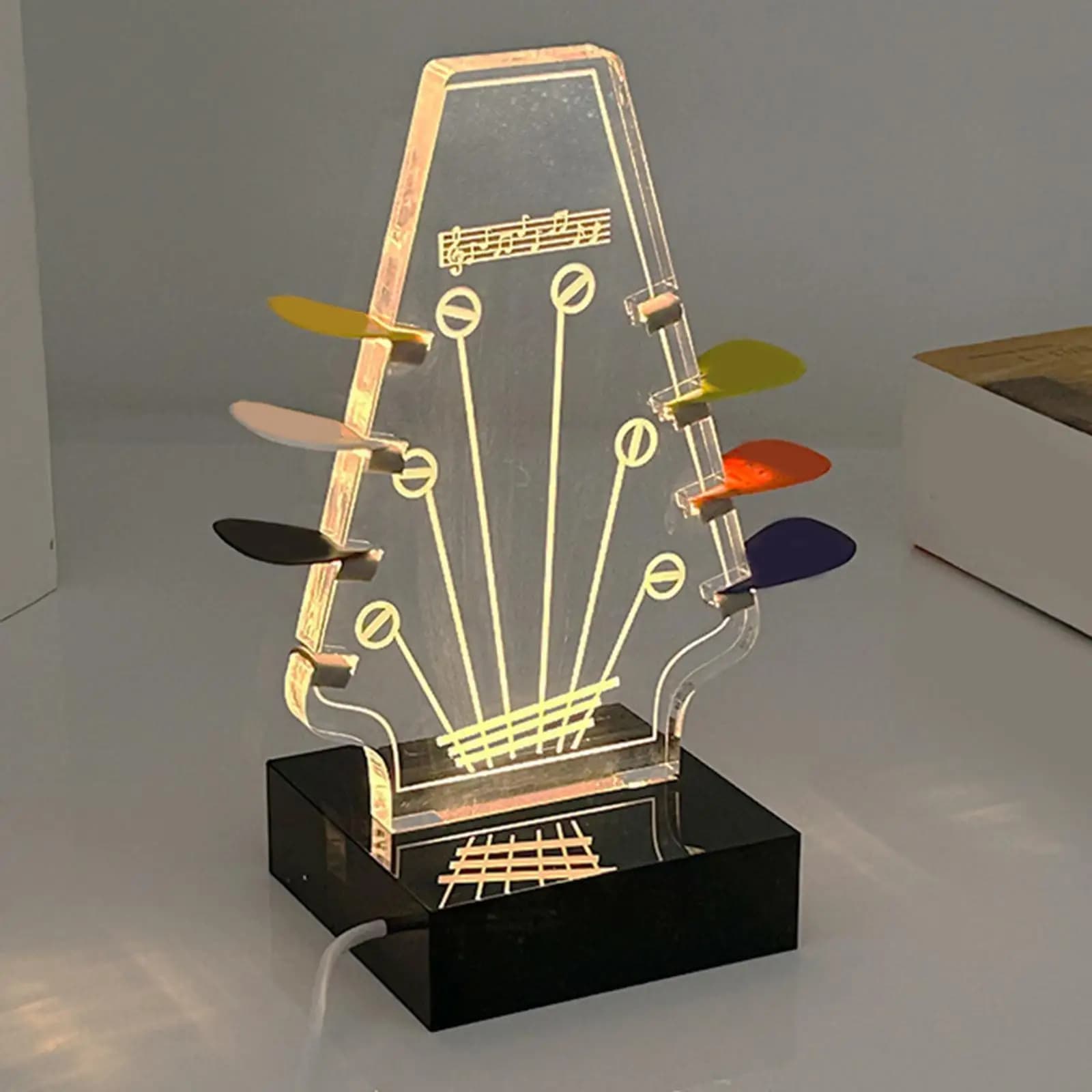 Illumina il supporto per plettri per chitarra Guitaristi Giocatori decorativi Accessori per chitarra per riporre e visualizzare plettri Decorazioni per la casa con base