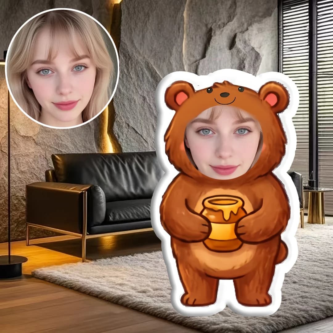 1 cuscino personalizzato con foto, personalizzabile con un morbido cuscino dal design a forma di orsetto - un regalo a sorpresa per compleanni, Natale, San Valentino